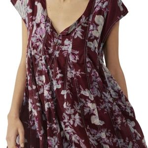 Free People Sully Seamed Babydoll Dress - size MED - PLUM